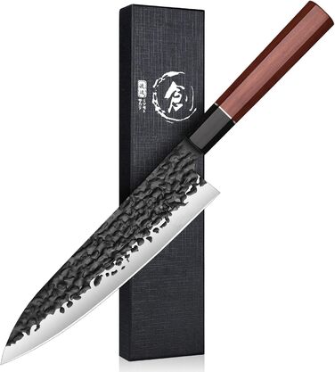 Японський ніж кухарський Gyuto 36 см SMITH CHU – професійний ніж з молотковим оздобленням для м'яса, риби та овочів, в подарунковій коробці