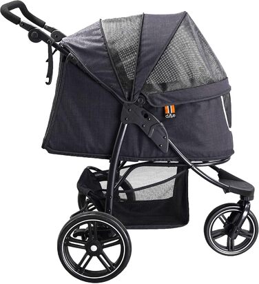 COOPER Складаний собачий візок до 32 кг | Регульована висота ручки, кошик для покупок | М'які ручки, світловідбиваючий дизайн | Ідеальний для транспортування тварин – Чорний