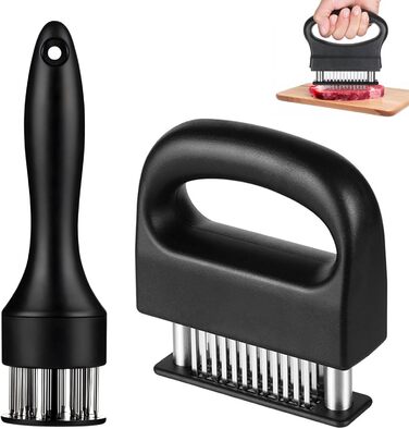 Змінник текстури м'яса 2 шт. з нержавіючої сталі, ніж для відбивання м'яса з 48 та 21 лезом для стейків, курки, свинини, риби, барбекю