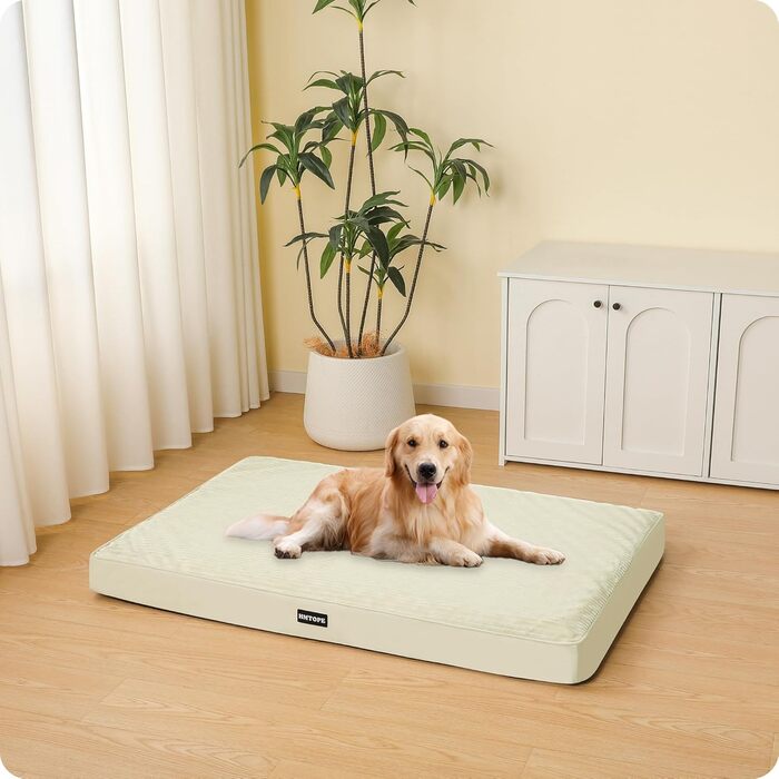 Ортопедичний лежак для собак HMTOPE, 91 см, товщина 9 см, знімний та миючий, з водонепроникним внутрішнім шаром, для середніх собак