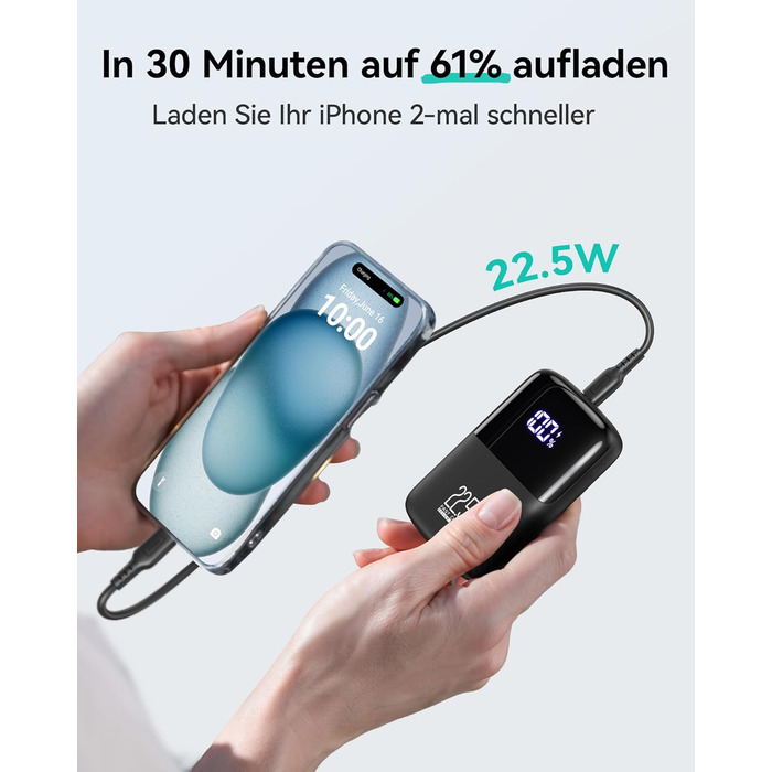 Power Bank INIU 10000mAh з швидкою зарядкою 22.5W, USB-C, PD3.0, QC4.0 - для iPhone, Samsung, iPad та інших пристроїв