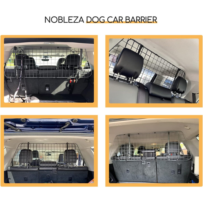 Автозахист для собак Nobleza: сталевий бар'єр для автомобіля, 96-145x30 см, універсальний