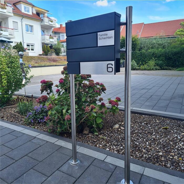 Поштова скринька Metzler Modell G антрацит, порошкове покриття RAL 7016, з гравіюванням та табличкою з нержавіючої сталі, настінний монтаж, 37x37x10.5 см