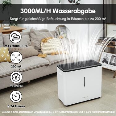 Зволожувач повітря 6L Top Fill, зволожувач повітря на основі випаровування, 1000 мл/год, автовимкнення, білий (EH22T)