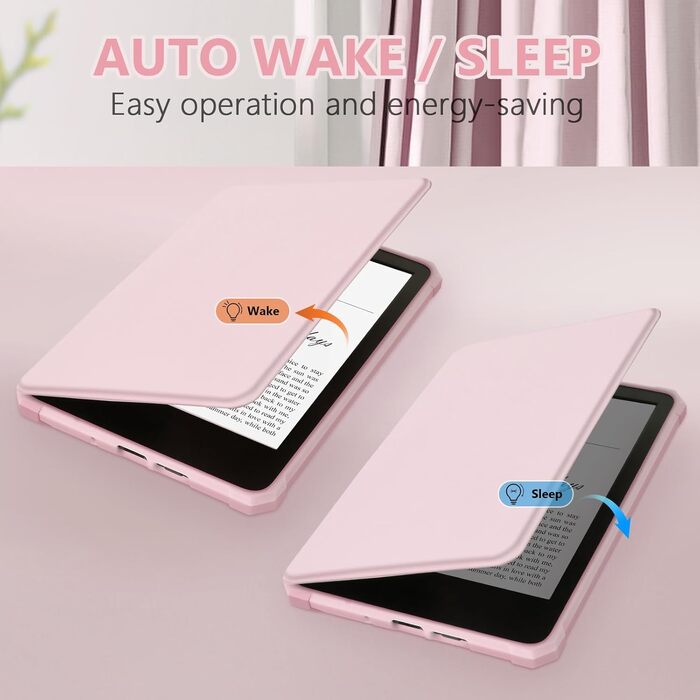 Чохол для Kindle (11-ге покоління) 2024/2022, автоматичне вмикання/вимикання, рожевий
