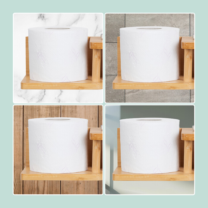 Relaxdays Bamboo Toilet Paper Holder with 2 Shelves