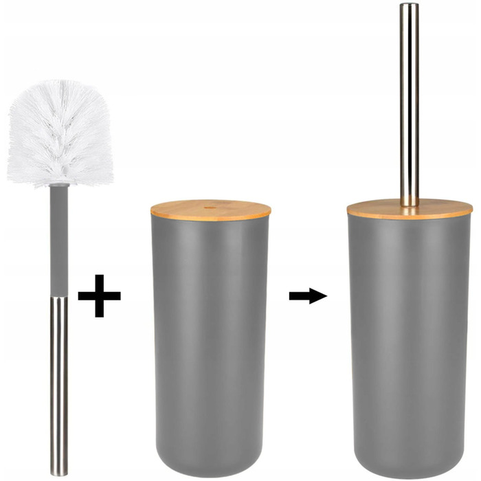 Набір аксесуарів для ванної кімнати 6в1: кошик, мильниця, тримач для паперу, сірий