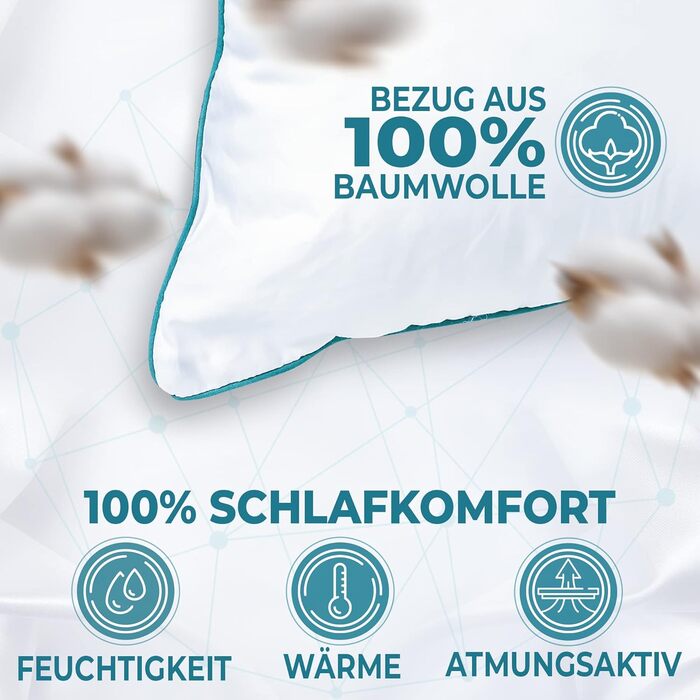 Snuggle-worthy dream pillows - Made in Germany. Pillows 80x80 - 80x80 cm head pillows for seductively soft nights - ergonomic sleeping pillow ideal for every sleeping position - Öko-Tex padding.