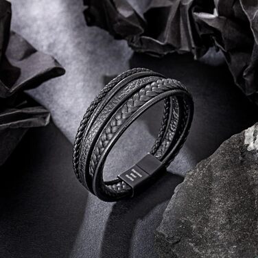 Чоловічий шкіряний браслет Speroto Premium з магнітним застібкою (чорний/коричневий, 23 см)