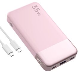 Power Bank Nobis 35W 10000mAh з цифровою індикацією, рожевий – зарядка для iPhone, Galaxy, планшетів