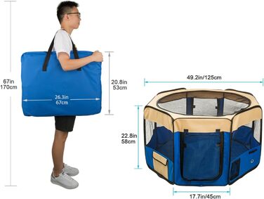 Клітка-манеж для цуценят та дрібних тварин XL, з 8 панелей, розкладний, знімний