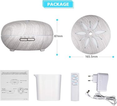 Аромадифузор GeeRic 550 мл з таймером, ультразвуковий зволожувач повітря, ароматерапія, 7 кольорів LED, дерево