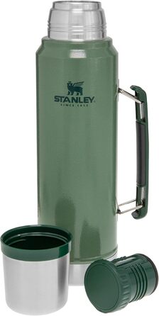 Stanley Classic Legendary Thermos Bottle 1L - Thermos Keeps Drinks Hot or Cold for 24 Hours - Stainless Steel Thermos - BPA-Free - Dishwasher Safe - Hammertone Green