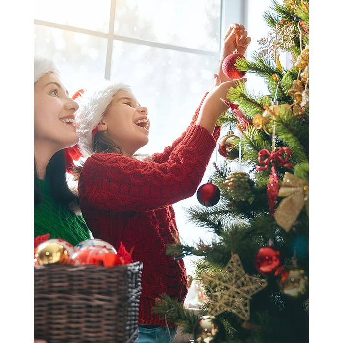 Набір прикрас на ялинку на Різдво, 42 шт. Ялинкові кулі, кульки Різдвяні, червоний, зелений, золотий. Підходить для святкування Різдва, вечірок, вінків. Преміум якість