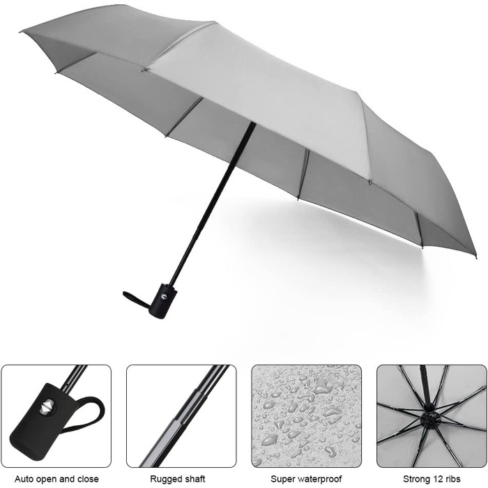 Візон парасолька автоматична, 8 спиць, тефлонове покриття, зелений (8 спиць - сірий)