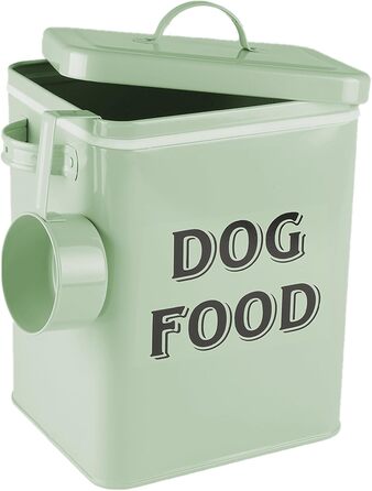Контейнер для корму для собак Pethiy, 6.5 л, метал, з мірною ложкою, герметичний кришкою, для сухого корму та ласощів, білий