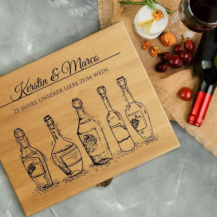 Набір для вина Maverton Sommelier у дерев'яній коробці + 8 аксесуарів з бамбука - Подарунок на весілля, річницю, для пари