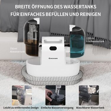 COCEAN Попиховий пилосос, мийка килимів, волого-сухий пилосос, 18Kpa для м'яких меблів, килимів, автосидінь та диванів, білий