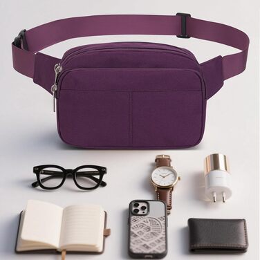 Поясна сумка на пояс для чоловіків та жінок, спортивна, для подорожей, прогулянок з собакою, на відкритий простір (фіолетовий)
