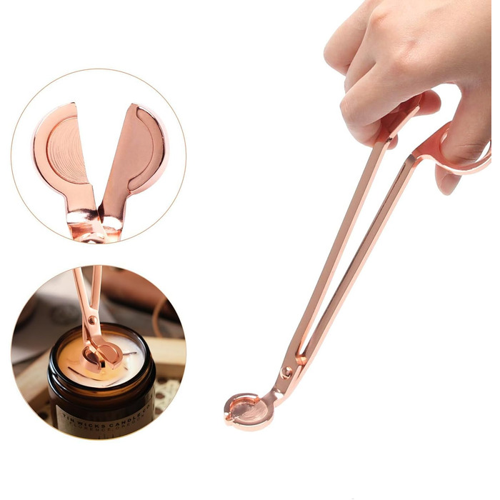 DORAFO Candle Accessory Set, 5-in-1 Stainless Steel Candle Care Set, including Candle Snuffer, Wick Trimmer, Wick Spoon, and 2 Lid Candle Holders with Gift Package (Rose Gold)