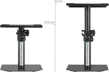 Pronomic SLS-36P BK підставка для студійних моніторів, металева, регульована висота 25,5–41 см, чорна, з гумовими смужками