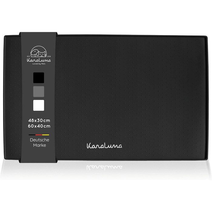 Силіконовий килимок KaraLuna Premium для годівлі котів та собак, 60 x 40 см, чорний, кутовий