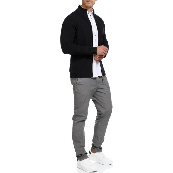 Кардиган чоловічий Indicode INut з високим коміром та блискавкою | В'язана жилетка для чоловіків (S, Чорний)