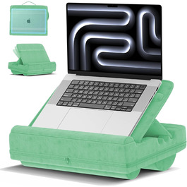 Підставка для ноутбука з регулюванням кута нахилу, подушка для роботи з ноутбука на дивані, підставка для ноутбука до 16 дюймів (зелена)