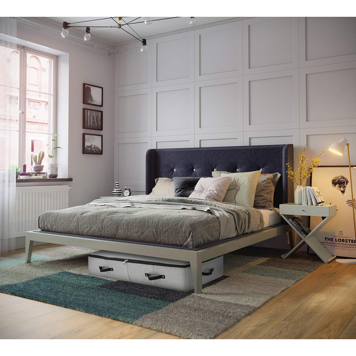 Складана коробка для зберігання під ліжком, 90x42x18 см, чорно-сіра, 2 шт.