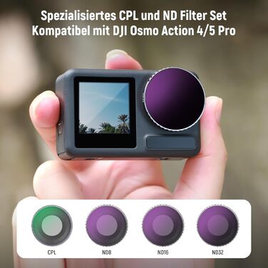 Набір фільтрів NEEWER CPL та ND для DJI Osmo Action 4/Action 5 Pro (4 шт.): CPL+ND8+ND16+ND32, аксесуари для екшн-камери, багатошарове покриття
