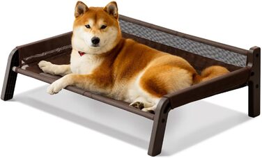 MEWOOFUN Dog Sofa Dog Bed Elevated No Dogs - Dog Beds for No and medium-sized dogs with Non-Slip Bottom, Breathable Woven Bed with Removable, Cat Sofa 61 x 53 x 28 cm, (XL, Brown Mesh)
