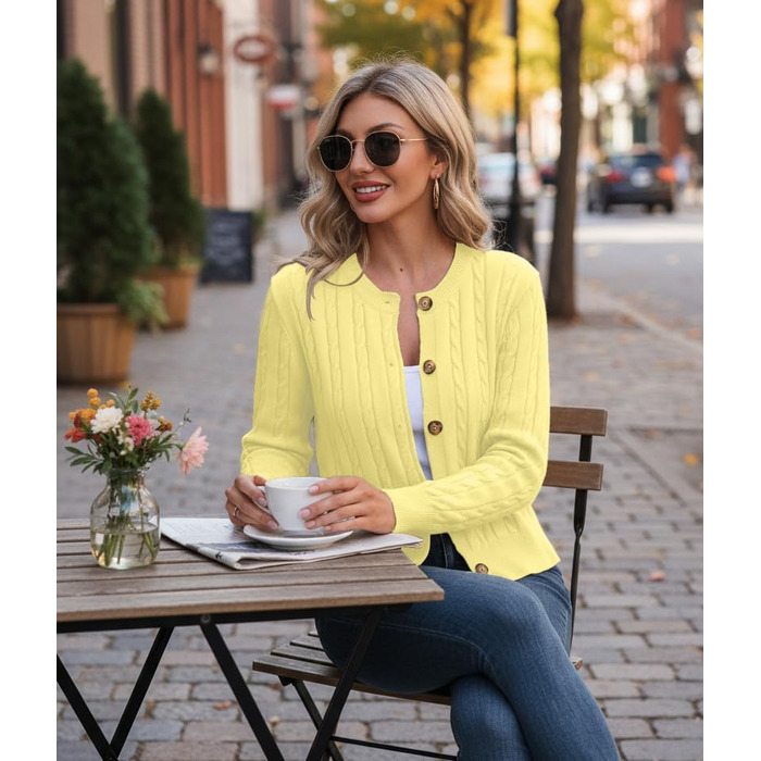 Жіночий в'язаний кардиган GRECEREE з V-подібним вирізом та кишенями (сірий, M)