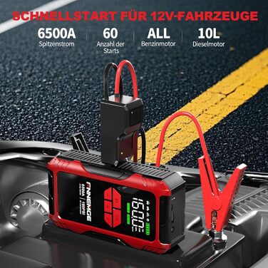 Пауербанк для авто FNNEMGE 26800mAh з пусковим струмом 6500A, компресором 160PSI, LCD-дисплеєм та LED-підсвіткою