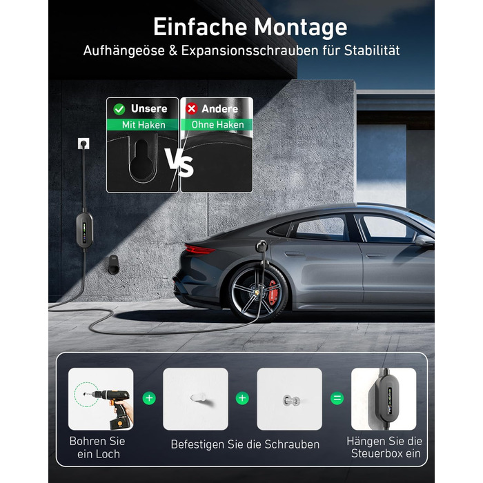 Кабель для зарядки електромобіля Evjuicion Typ 2 Schuko, 3.68kW, 6м, 16A, з індикатором, IP67, для ID.3/4, X1, 5ER, Model Y/3 та інших електромобілів