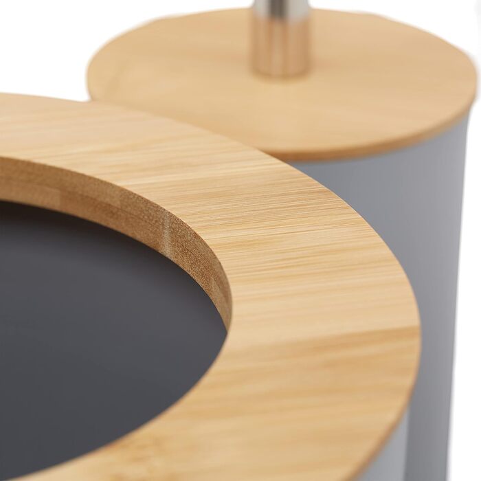 Набір для ванної кімнати Relaxdays, 6 предметів: аксесуари для ванної з пластику та бамбуку, повна комплектація, сірий колір