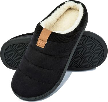 Чоловічі тапочки зимові теплі м'які комфортні з піною пам'яті протиковзкі для дому та вулиці 45/46 EU чорні