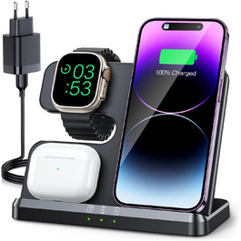 Бездротовий зарядний пристрій 3-в-1 JARGOU для Apple Watch, iPhone та AirPods Pro (чорний)