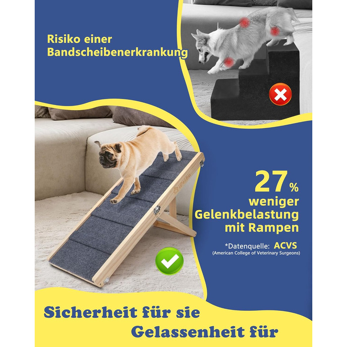 Сходинки для собак на ліжко та диван – м'які, антиковзні, складані, регульовані, портативні, до 16 кг, сірі