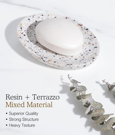 Підставка для мила Luxspire з кераміки, антиковзаюча, білий мармур, для ванної кімнати, душу та кухні