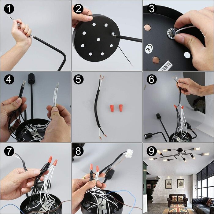 Підвісна стельова люстра FRIDEKO HOME, 8 точок освітлення, цоколь E27