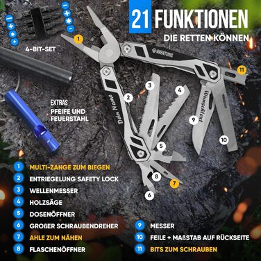 Мультитул Aventus® 21 функція: ніж, плоскогубці, викрутки (Survival Set)