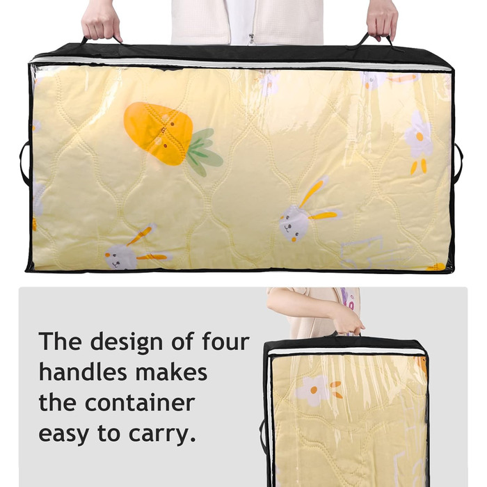 Комод-органайзер під ліжко Budding Joy 4 шт. 90л з кришкою, коробка для зберігання, для одягу, постільної білизни (6 шт., чорний)