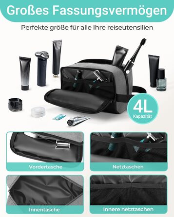 Чоловічий дорожній набір Elviros: органайзер для туалетних аксесуарів, кульки для гоління, сірий