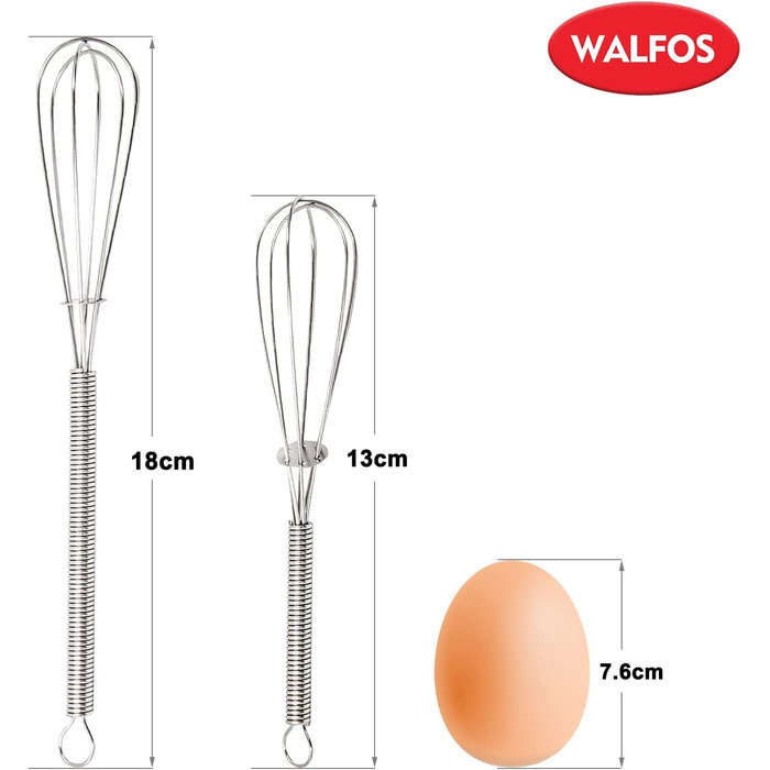 Віночок кухонний Walfos силіконовий (21.6 см, 25.4 см, 30.5 см) + нержавіюча сталь (13 см, 18 см) для збивання та перемішування