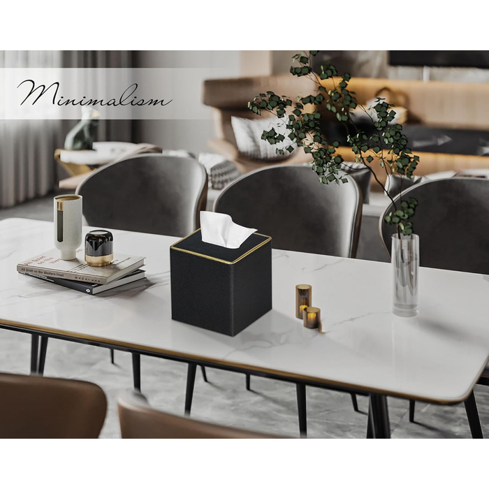 Скляна коробка для серветок квадратна, шкіряна, чорна перламутр - органайзер для ванної, спальні, кухні, офісу