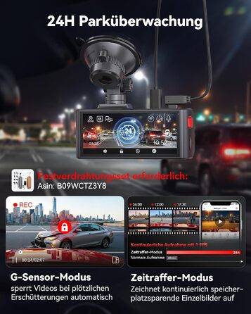 Автомобільний відеореєстратор REDTIGER F7NA 4K UHD (передній та задній), сенсор STARVIS 2 IMX678 8MP, двоканальна камера для авто