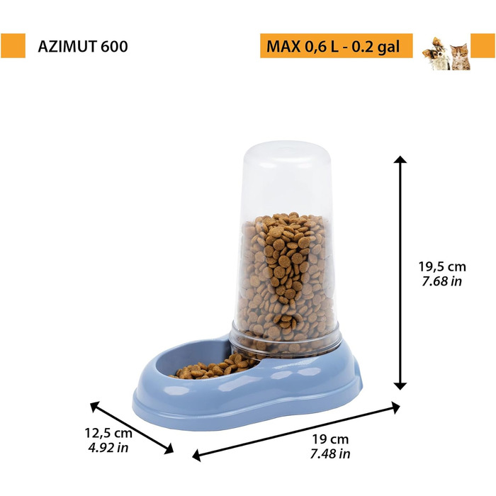 Автоматичний диспенсер для корму та води Ferplast AZIMUT 5500 для великих собак, 5,5 л, білий, з антиковзким дном