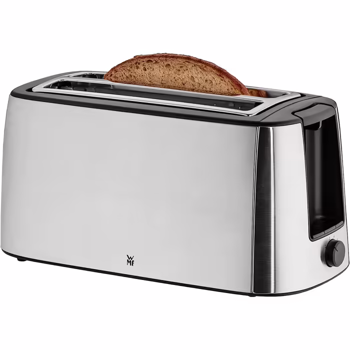 WMF Bueno Pro Toaster 4-Slice Long Slot with Bun Warmer, XXL Toast, Crunchy Function, 6 Browning Levels, 1550W, Stainless Steel Matte Toaster Single