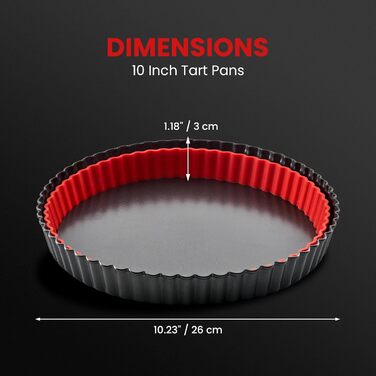 Форма для тартів з підйомним дном 26 см, антипригарне покриття, сталева, з кільцем для формування бортиків, для випікання тартів, кιςів та пирогів