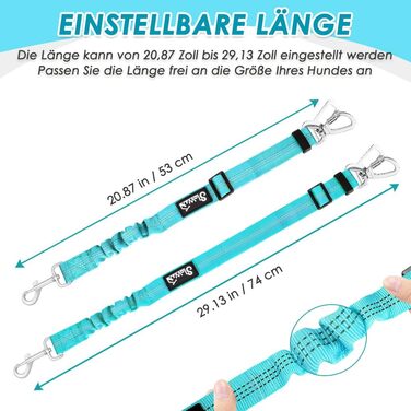 Автогурт для собак у машину, 2 шт. Безпечний ремінь для собак з амортизатором, регульований автогурт з універсальним з'єднувачем, для подорожей, (Світло-блакитний)